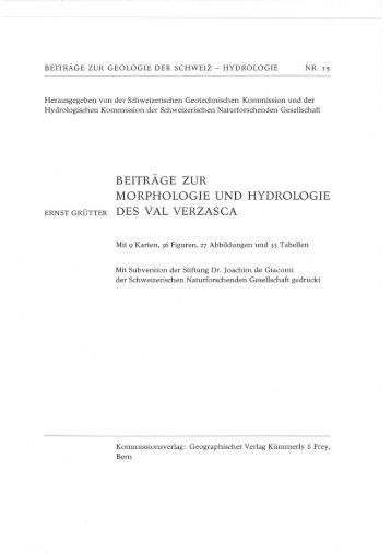 BEITRAGE ZUR MORPHOLOGIE UND HYDROLOGIE