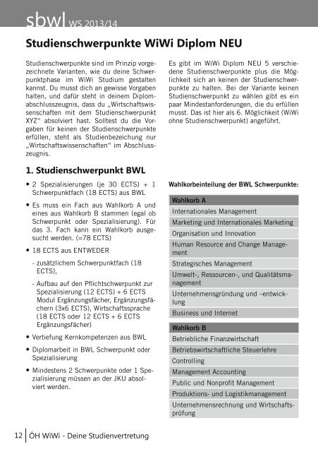 sbwl WS2013/14 Schwerpunkt- & Spezialisierungsfächer - UZR.AT