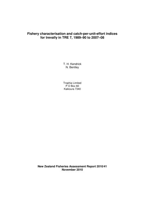 Fishery characterisation and catch-per-unit-effort indices for ... - NIWA