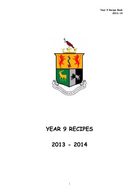 Year 9 Recipe Book 2013-14 - Sullivan Upper School