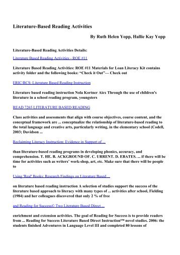 Download Literature-Based Reading Activities pdf ebooks by Ruth ...