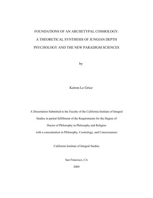 FOUNDATIONS OF AN ARCHETYPAL ... - Heidi Gustafson
