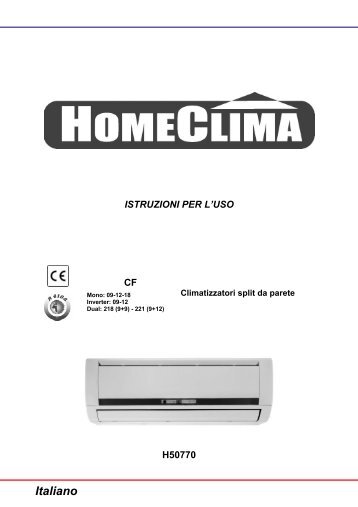 H50770-v00 Manuale Istruzioni Homeclima Split CF R410A - Rhoss