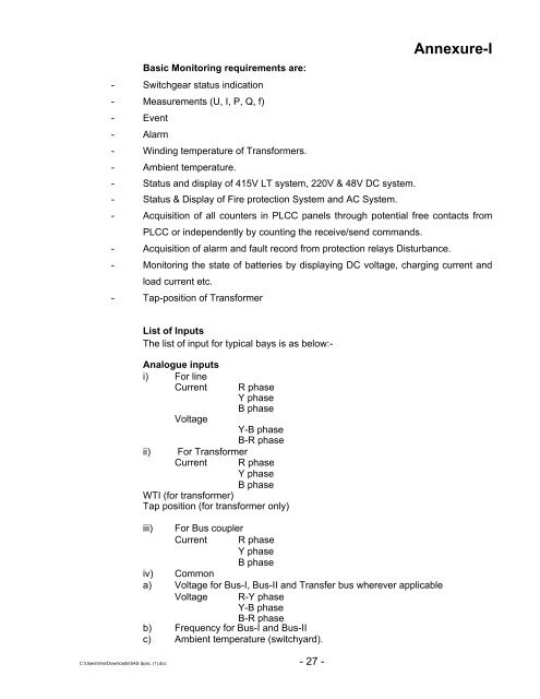 Substation Automation System And A.C. KIOSKS - Hvpn.gov.in