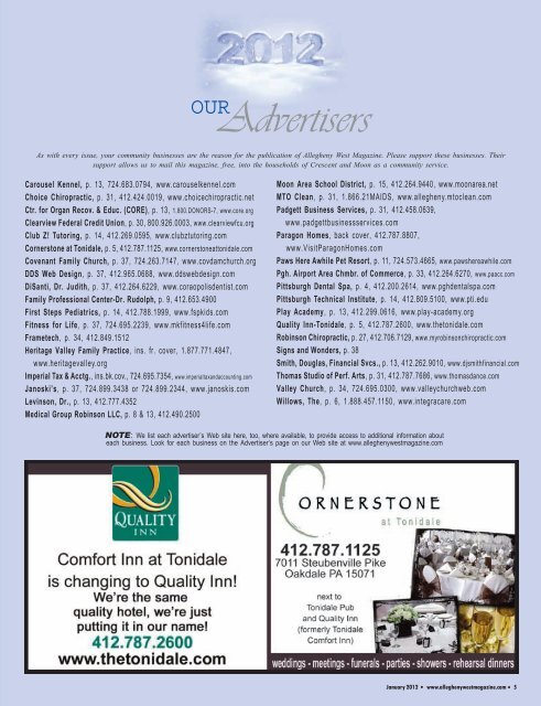 publisher's - Allegheny West Magazine