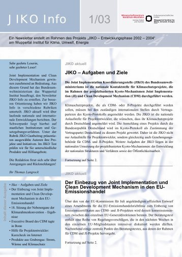 tation und Clean Development Mechanism in den EU-Emissions