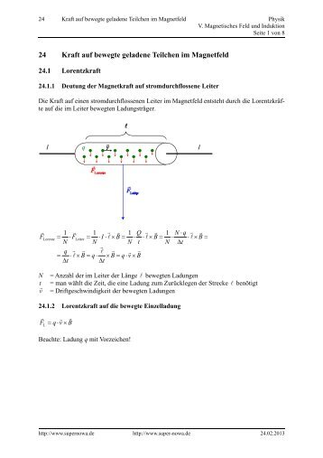 24 Kraft auf bewegte geladene Teilchen im ... - SUPERNOWA.de