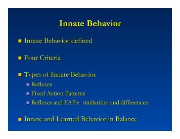 for and against innate and learned behaviour Innate and learned behavior option e3 assessment statements e31 distinguish between innate and learned behaviour e32 design experiments to investigate innate behaviour in invertebrates, including either a taxis or a kinesis. for and against innate and learned behaviour Innate and learned behavior option e3 assessment statements e31 distinguish between innate and learned behaviour e32 design experiments to investigate innate behaviour in invertebrates, including either a taxis or a kinesis.