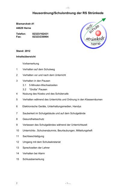 Schulordnung (PDF) - Realschule Strünkede