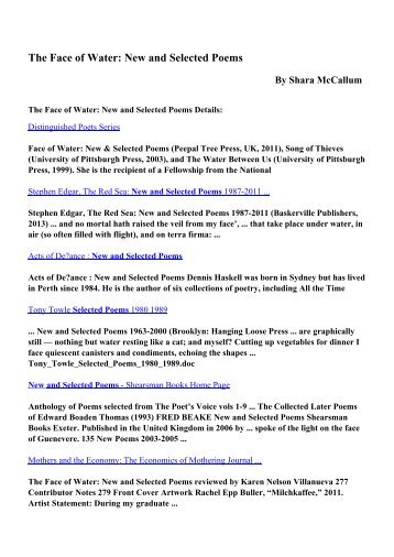 Download The Face of Water: New and Selected Poems pdf ebooks ...