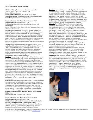 ARVO 2013 Annual Meeting Abstracts 320 Color Vision ...