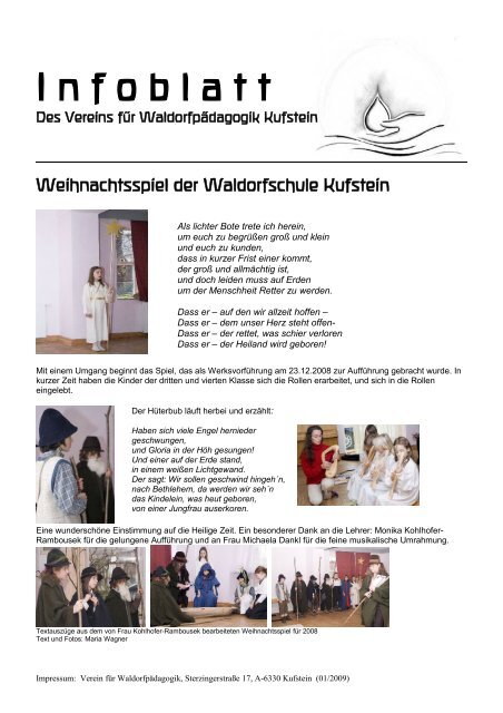 Weihnachtsspiel der Waldorfschule Kufstein - Waldorfpädagogik ...