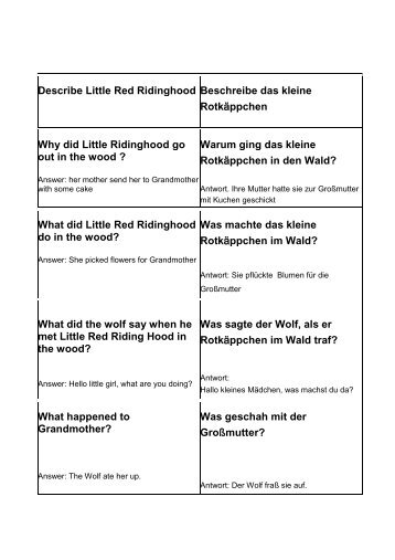 Describe Little Red Ridinghood Beschreibe das kleine Rotkäppchen ...