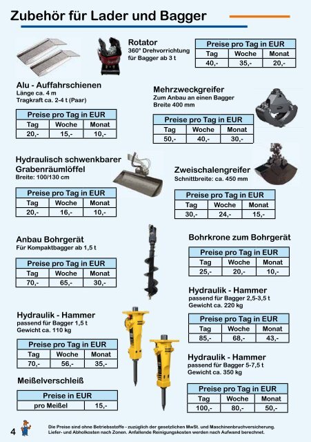 Mietpark Preisliste - Schwab Baumaschinen Baugeräte