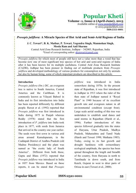 Prosopis juliflora: A Miracle Species of Hot Arid and ... - Popular Kheti