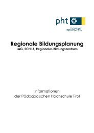 Regionale Bildungsplanung - Pädagogische Hochschule Tirol