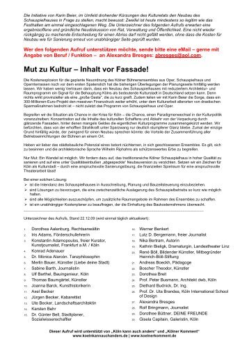 vor Fassade! - Köln kann auch anders