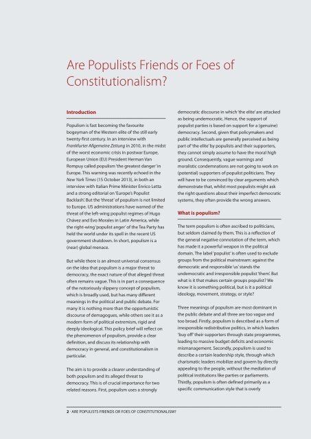 Are Populists Friends or Foes of Constitutionalism? - Foundation for ...