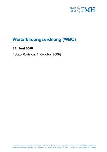 Weiterbildungsordnung (WBO) - Schweizerische Gesellschaft für ...