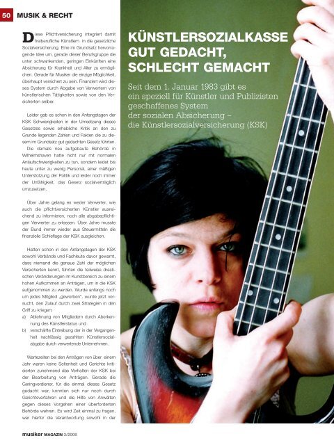 Archiv: Musiker Magazin 03/2008 (PDF) - Musiker Online