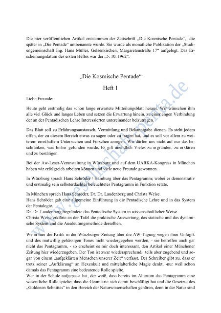 Die Kosmische Pentade 1 Die Pentalogie Von Hans Muller