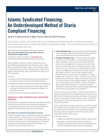 Islamic Syndicated Financing - Vinson & Elkins LLP