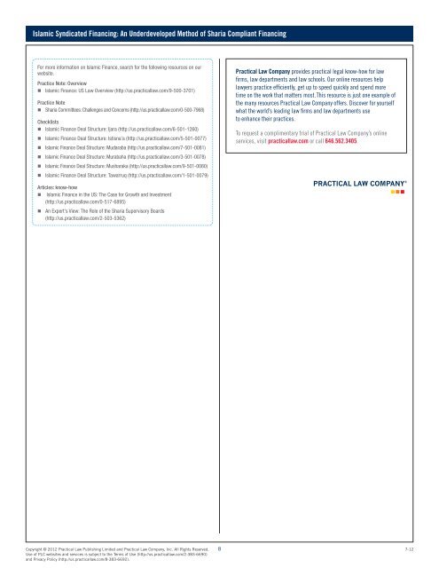 Islamic Syndicated Financing - Vinson & Elkins LLP