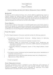 Terms of Reference for Project Coordinator - West Bengal Pollution ...