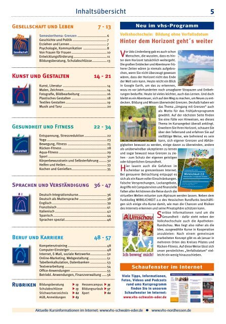 Programm Frühjahr 2013 - Volkshochschule des Schwalm-Eder ...