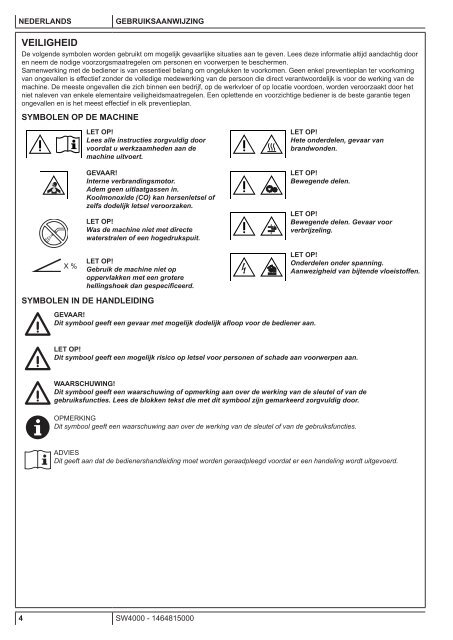 SW4000 USER MANUAL - Nilfisk PARTS - Nilfisk-Advance