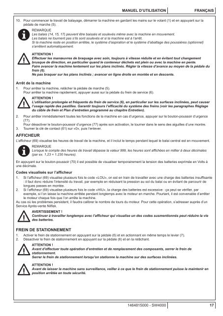 SW4000 USER MANUAL - Nilfisk PARTS - Nilfisk-Advance