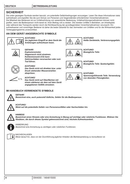 SW4000 USER MANUAL - Nilfisk PARTS - Nilfisk-Advance