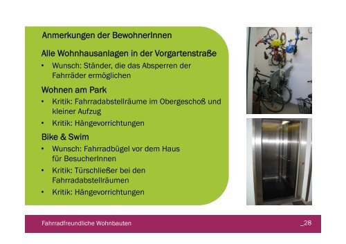 fahrradfreundliche wohnbauten - wiener wohnbau forschung