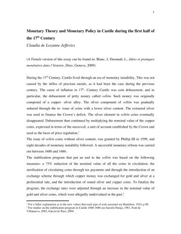 Monetary Theory and Monetary Policy in Castile during the first half ...