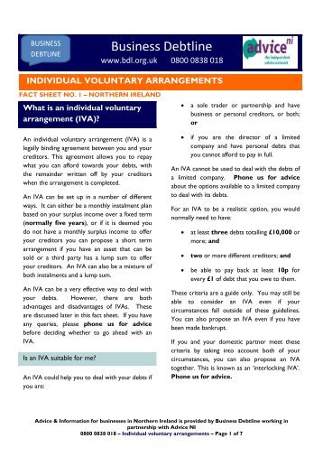 Individual Voluntary Arrangements (IVAs) - Business Debtline