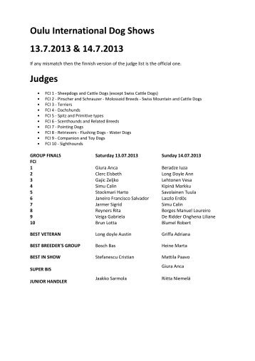 Judges List KV 2013 - Oulu KV