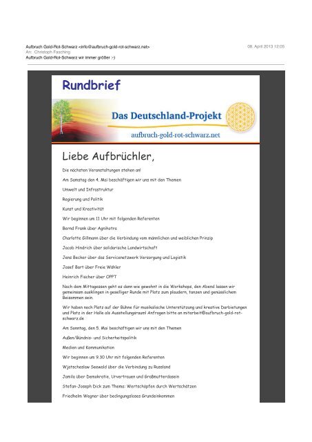 Rundbrief gold-rot-schwarz vom 8.4.2013 (PDF) - Botschafter des ...