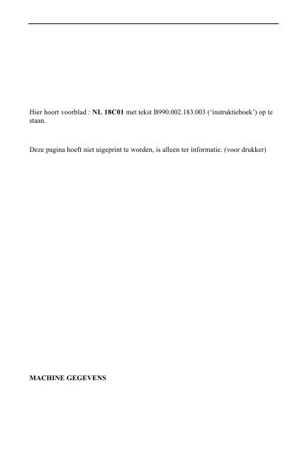 Hier hoort voorblad : NL 18C01 met tekst B990.002.183 ... - Werklust