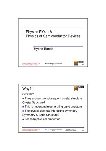 Semiconductor Crystals - Physics Department - University College ...