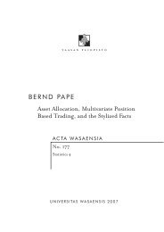 BERND PAPE Asset Allocation, Multivariate Position Based Trading ...