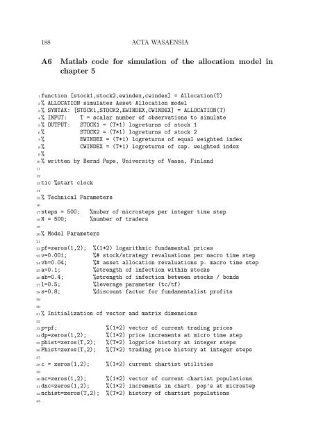 BERND PAPE Asset Allocation, Multivariate Position Based Trading ...