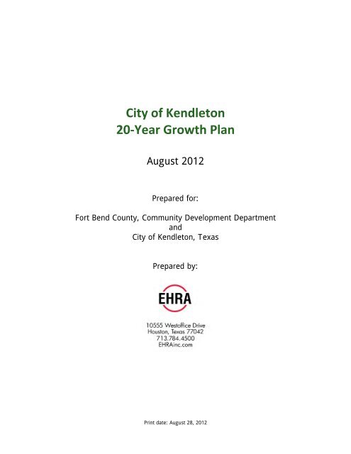 20 - Year Growth Plan - City of Kendleton