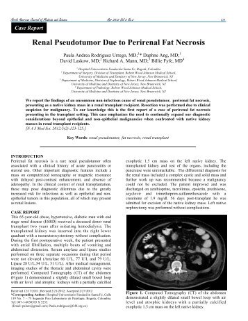 Renal Pseudotumor Due to Perirenal Fat Necrosis - NAJMS