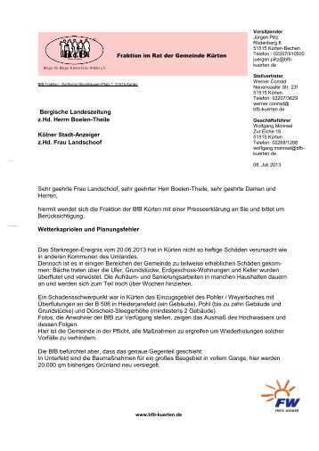 Bergische Landeszeitung z.Hd. Herrn Boelen-Theile ... - BfB Kürten