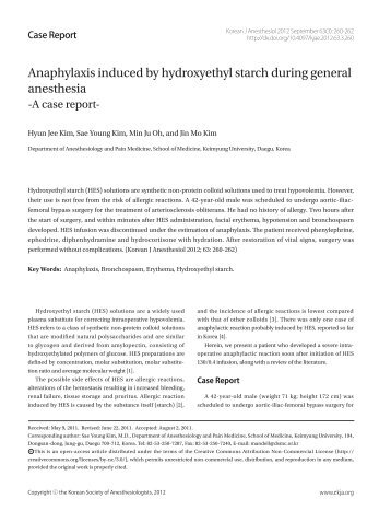 Anaphylaxis induced by hydroxyethyl starch during general ...