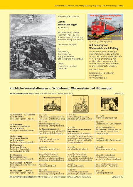 EINWOHNErvErSAmmluNG - Wolkensteiner Heimat- & Anzeigenblatt