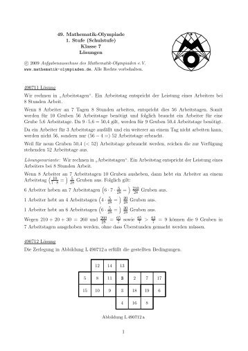 49. Mathematik-Olympiade 1. Stufe (Schulstufe) Klasse 7 Lösungen ...