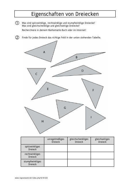 Eigenschaften von Dreiecken - bettermarks