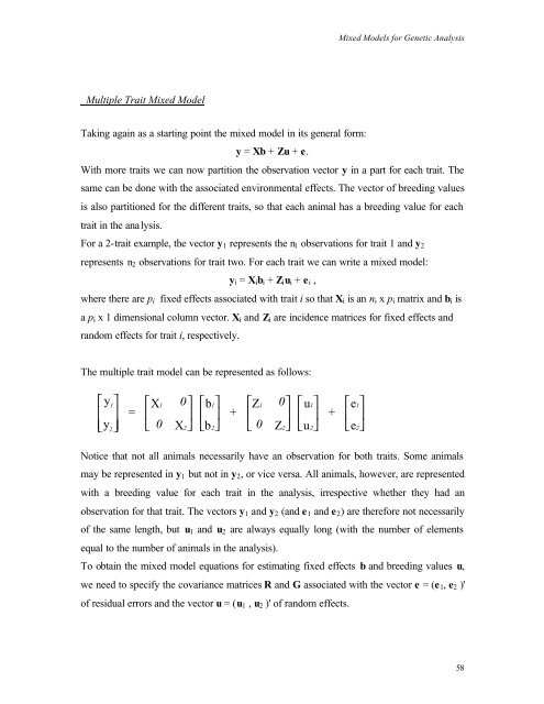 Mixed Models for Genetic analysis