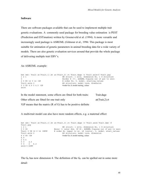 Mixed Models for Genetic analysis